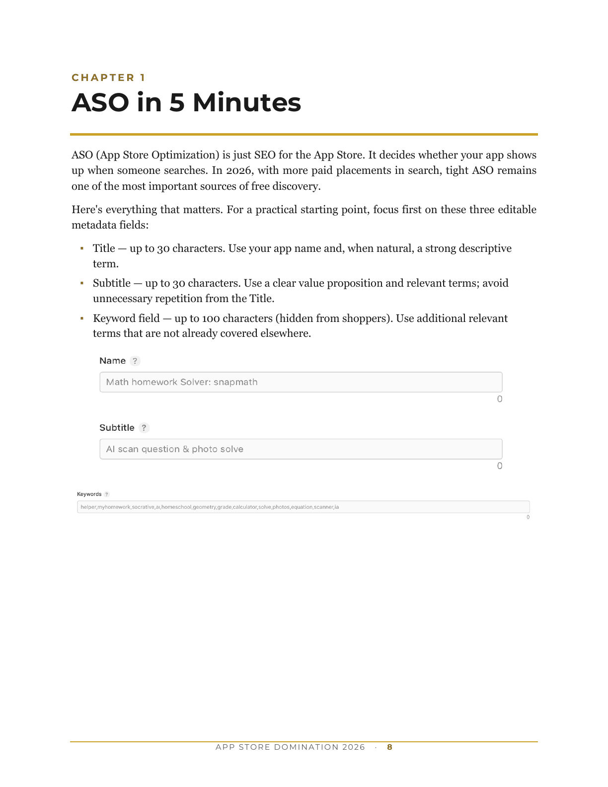 Playbook page explaining App Store metadata